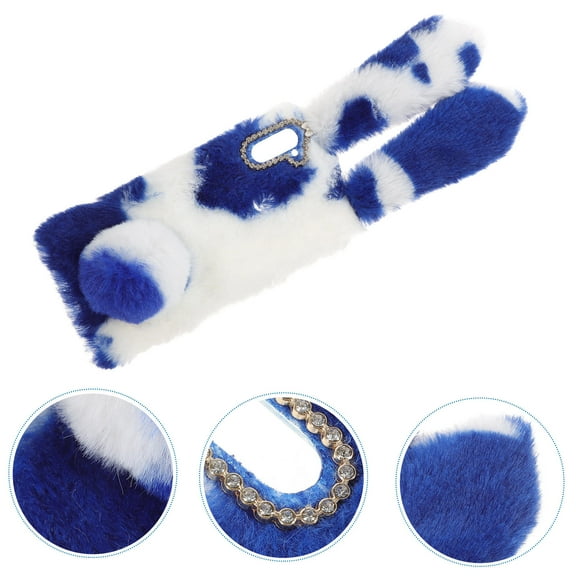 Raindrops Fluffy Plush Phone Case Blue Tpu 1Set
