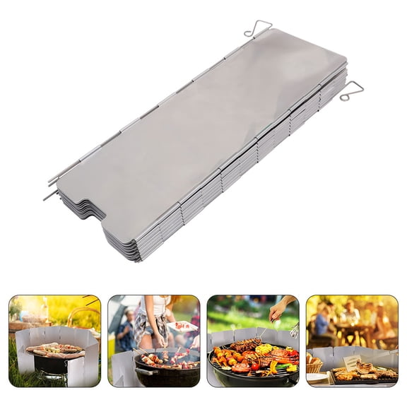 FOMIYES Aluminum Alloy Windshield Silver Foldable for Outdoor Bbq and Camping Supplies