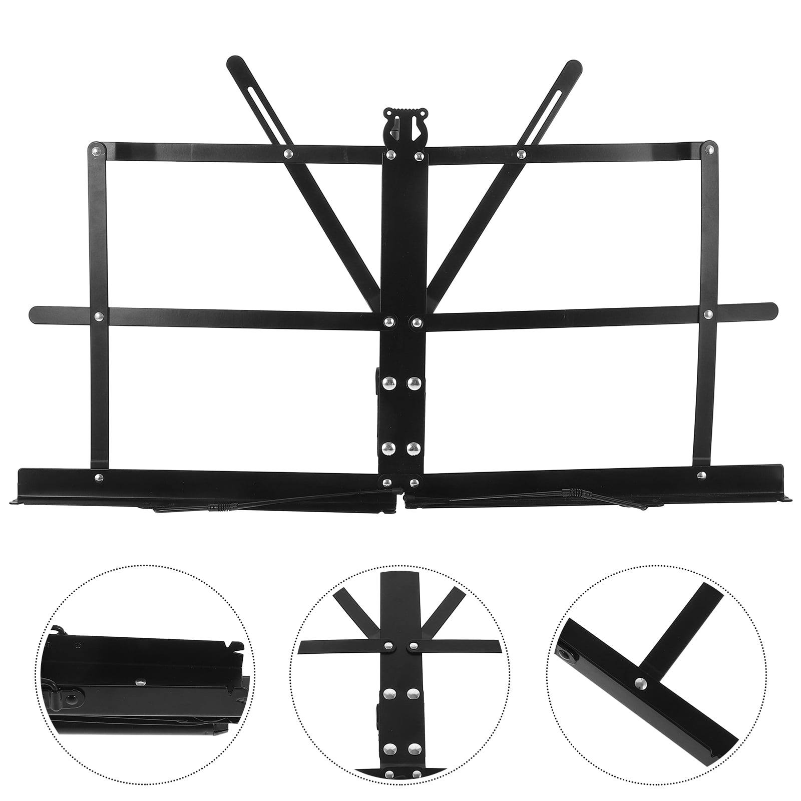 Raindrops Foldable Music Sheet Stand Sturdy Iron Holder for Kitchen Use Black Color 14.96x10.24 Inches
