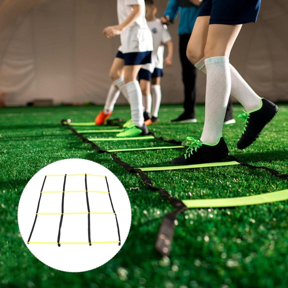 FOMIYES Foldable Sports Agility Ladder in Yellow for Speed and Footwork Training Outdoors