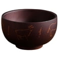 thumbnail image 1 of Raindrops Food Bowl Ethnic Style Wood Carving Bowl Decorative Salad Bowl Milk Tea Container, 1 of 8