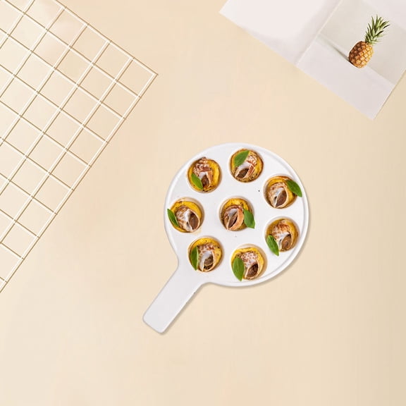 Raindrops Footed Porcelain Snail Plate White Ceramic Escargot Plate Ceramic Escargot Dish For Seafood Serving Baking Dishes