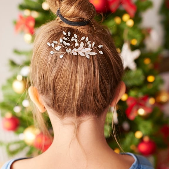 Raindrops Elegant Golden Hair Comb Handmade Rhinestone Leaf Accessory for Bridal and Bridesmaid