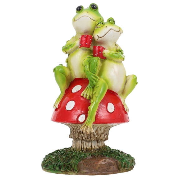 Raindrops Frog Figurine Home Decor Toadstool Mushroom Garden Ornament Lovers Office Green