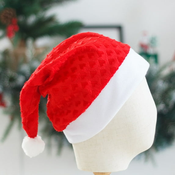 Raindrops Fun Christmas Party Hats in Red Plush Material for Decor with Heart Pattern and Warm Plush Design 2 Pieces