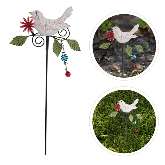 Raindrops Funny Metal Bird Stake for Garden Lawn Decoration Iron Material Outdoor Durability 6.5 Inches
