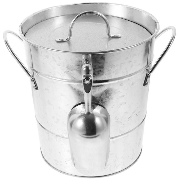 Raindrops Galvanized Iron Bucket with Lid for Storage Use Silver Color Fits Various Scenes 10.5x10.5x13.5 Inches