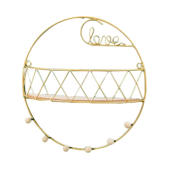 DEMACRIO Hanging Storage Basket Golden Heart Shape Homeowners Bedroom 1Pc 13.8X13.8X3.9in