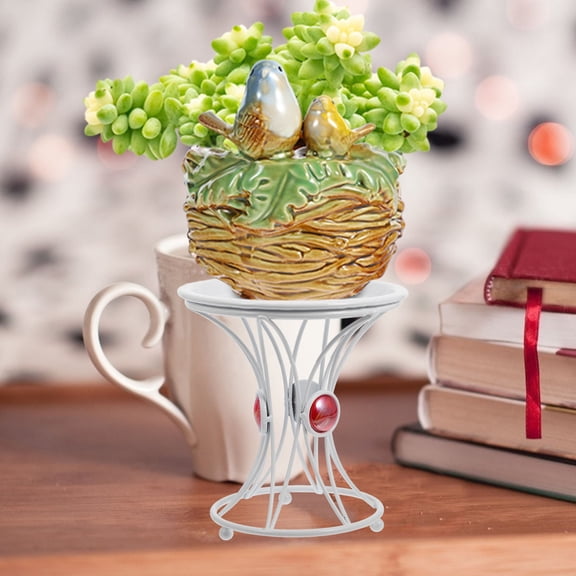 Raindrops Modern White Iron Plant Stand Decorative Flowerpot Holder for Garden and Home