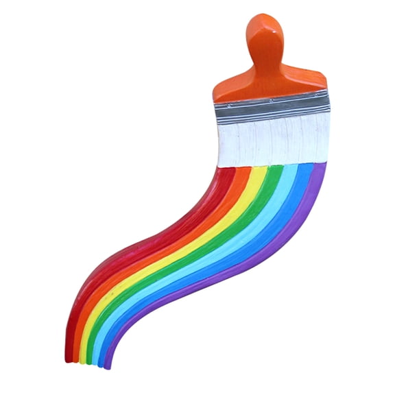 Raindrops Rainbow Paint Brush Resin Wall Art Decor for Home Creative Multi Color Hanging Decoration 6.5 x 4.5 inches