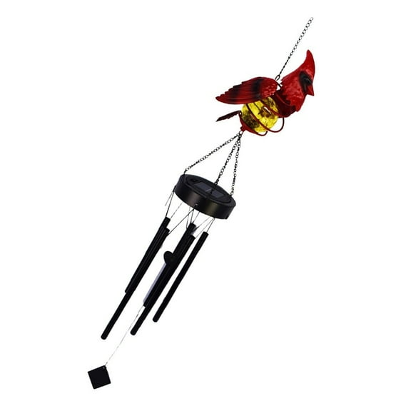 Raindrops Garden Decor Cardinal Wind Chimes Bird for outside Solar Powered Lights