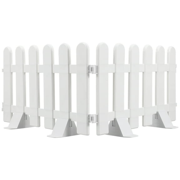 Raindrops Garden Edging 2Pcs White Plastic Fence with Base for Flower Bed 19.7x11.8x0.4in