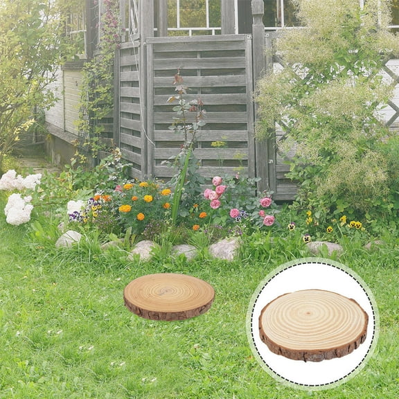Raindrops Garden Stepping Log Fairy Garden Wood Chip Decoration 23.00X23.00X2.00CM Beige