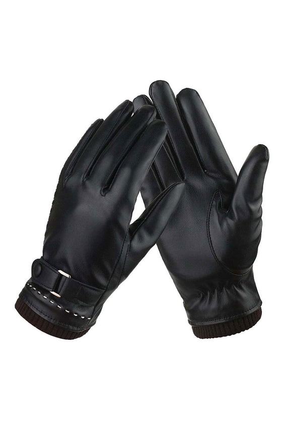 Girls Driving Gloves For Women 1 Pair Pu Leather Water-Proof Windproof Warm Keeping Black