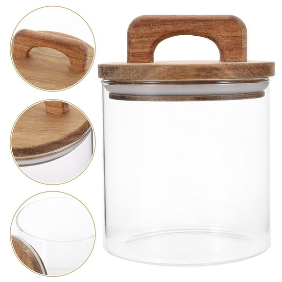 Raindrops Glass Containers with Airtight Wooden Lids for Storing Money Large Capacity Transparent Glass Jar with Lid