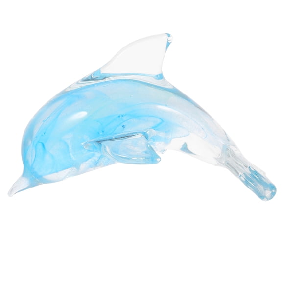 Raindrops Glass Dolphin Figurine Sculpture Sea Animal Decor Statue for Home and Office Decoration