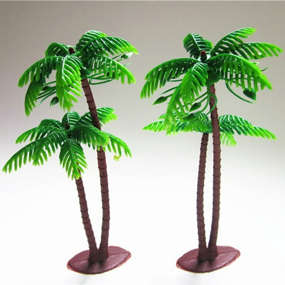 Raindrops Birthday Cake Decorations Coconut Trees Accessory Green Plastic 16Pcs for Garden Party