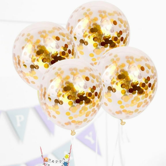 Raindrops Gold Confetti 12 Inch 5Pcs Latex Balloons for Thanksgiving and Christmas Decor