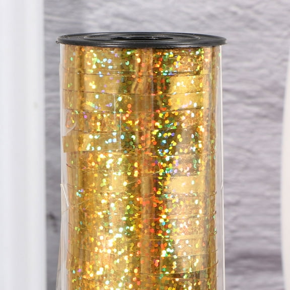 Raindrops Gold Plastic Crimped Curling Ribbon Roll 1Set for Valentine's Day and Other Festive Occasions