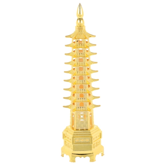 FOMIYES Vintage Golden Alloy Wenchang Tower Sculpture  Shui Pagodas Decorative Ornament