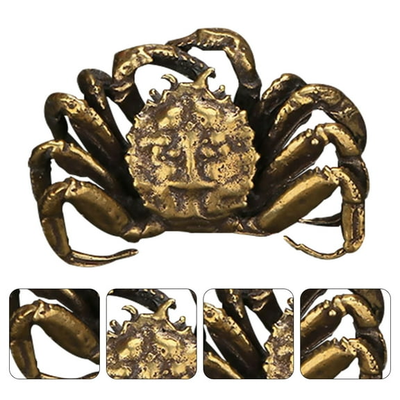 Raindrops Golden Brass Crab Decoration for Home and Office Decor Antique Collection Statue 5.1 x 4.3 x 2.8 inches