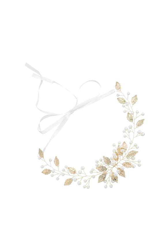 Gold Bride Wedding Headpiece Headband Golden Leaves Hair Decoration for Women
