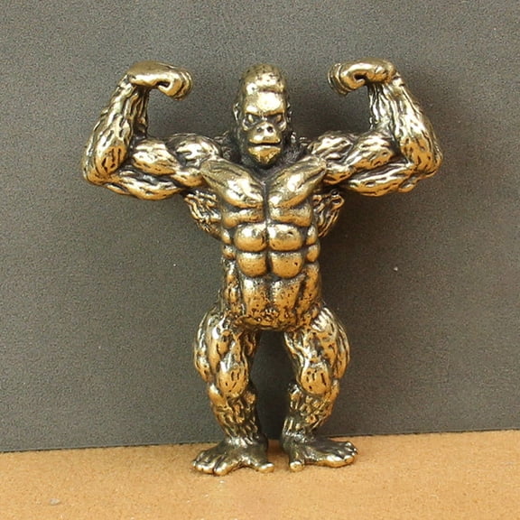 Raindrops 2Pcs Golden Copper Beryllium Gorilla Figurines Desktop Animal Decor Statues