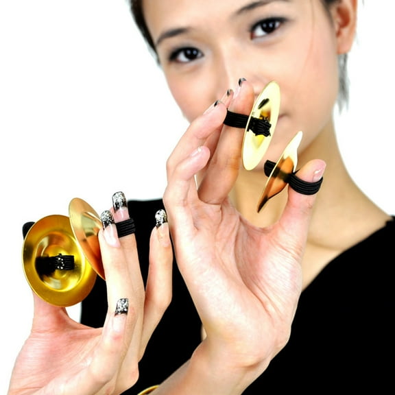 Raindrops Mini Golden Finger Cymbals for Kids and Dancers, Iron Construction with Smooth Texture, 2 Pairs Set