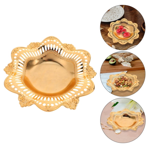 Raindrops Golden Food Tray Metal Cake Tray Fruit Snack Jewelry Storage Tray For Jewelry Cupcakes Desserts Fruits Candies Snacks