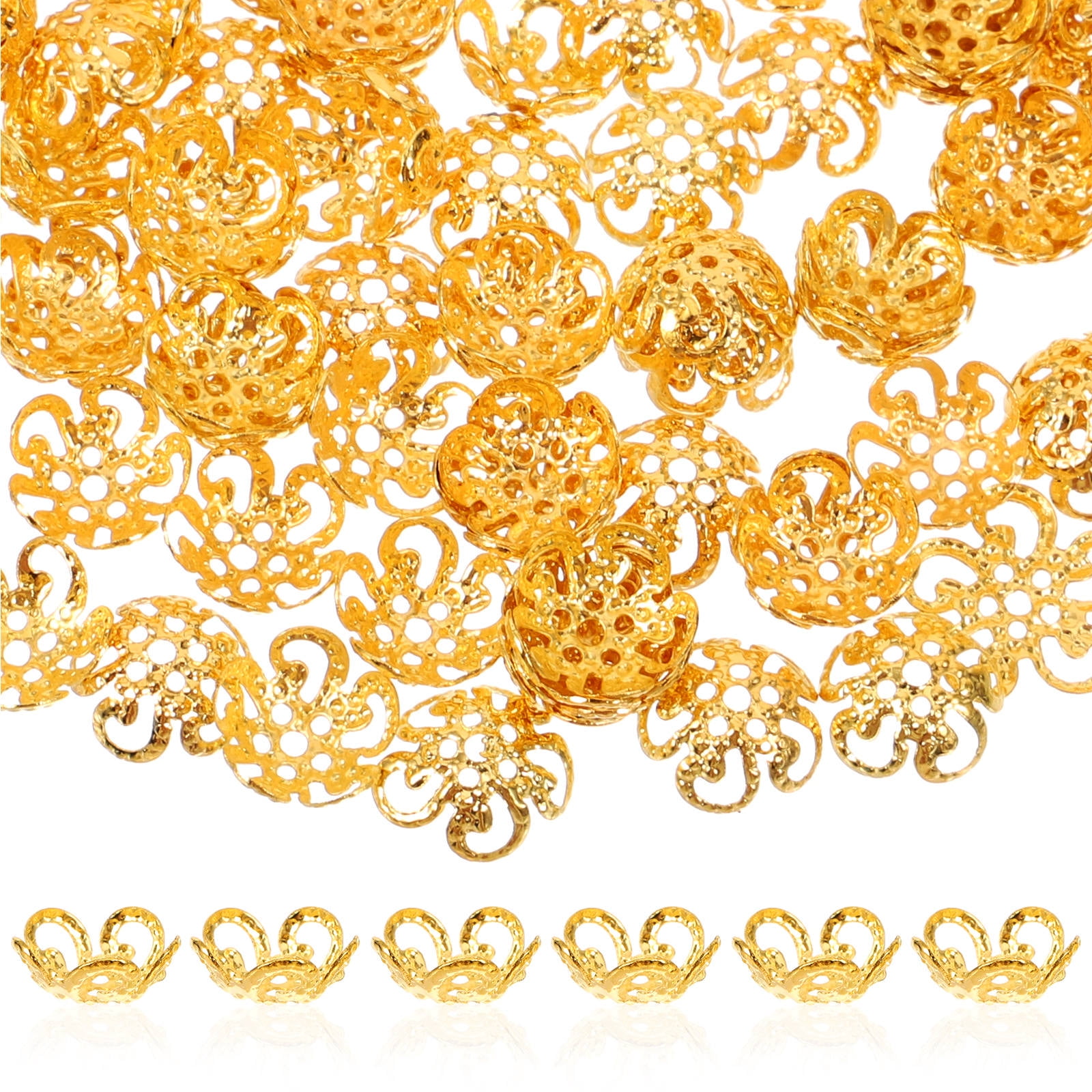Raindrops Golden Iron Bead Caps for Crafting Supplies and Jewelry Accessories 100pcs