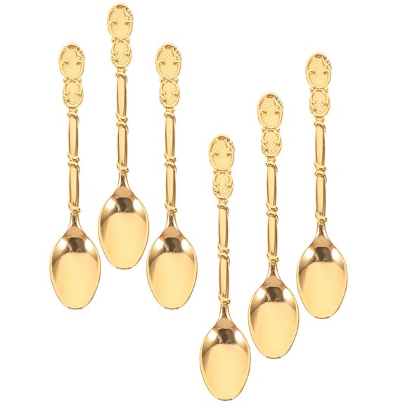 Raindrops Vintage Style Golden Dessert Spoon Zinc Alloy Portable Ergonomic for Home