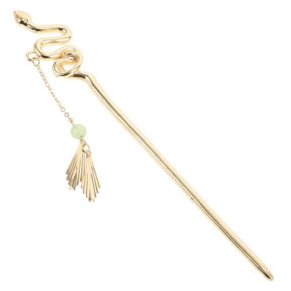 Raindrops Golden Metal Snake Hair Stick Punk Hairpin for Han Clothes Hair Decoration and Party Accessory