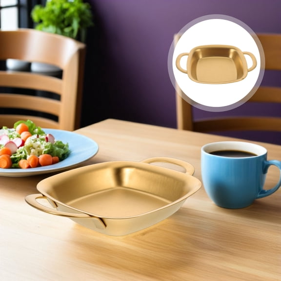 FOMIYES Professional Catering Stainless Steel Metal Serving Tray with Handles for Parties and Restaurants