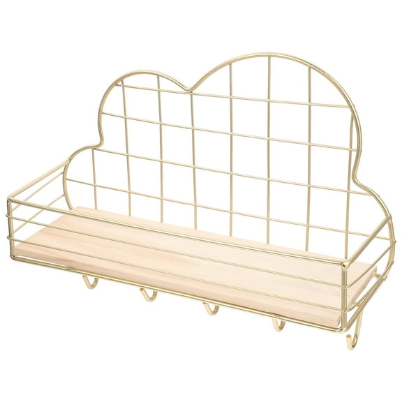 Raindrops Golden Metal Wall Storage Rack for Home Use House Shape Design for Bedroom Kitchen Living .5 Inches