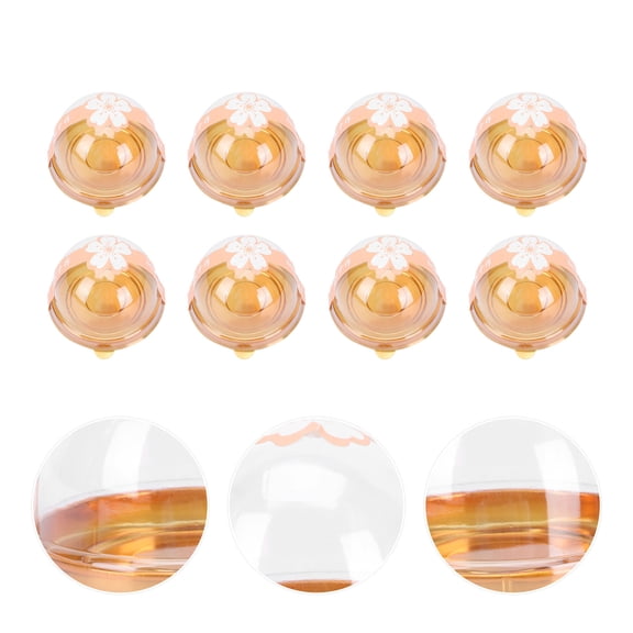 Raindrops Golden Mini Cake Dome with Transparent Lid for Home Use Made of Premium Paper, 50 Sets