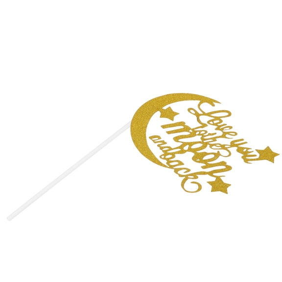 Raindrops Golden Moon Shaped Cake Toppers Glitter Paper English Letters for Birthday Party Decorations 20 Pcs