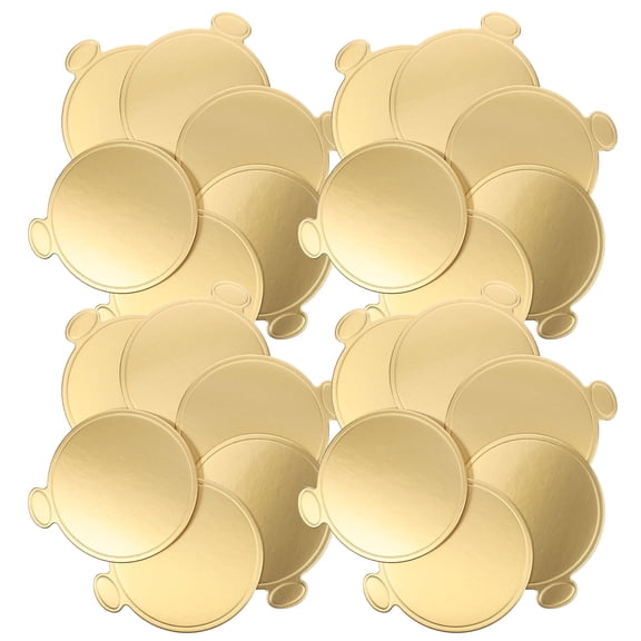 HIAKDOFT Golden Cake Cards Round 100 Sheets for Holiday Parties and Christmas 3.5x3.1x0.04in