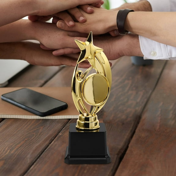 Raindrops Golden Plastic Sports Trophy Cup with Elegant Design for Adults Award and Decoration