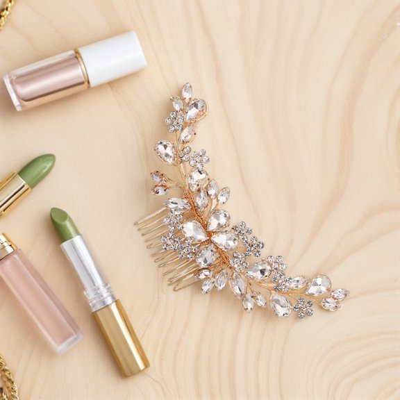 Raindrops Golden Rhinestone Bridal Hair Comb for Wedding Updos