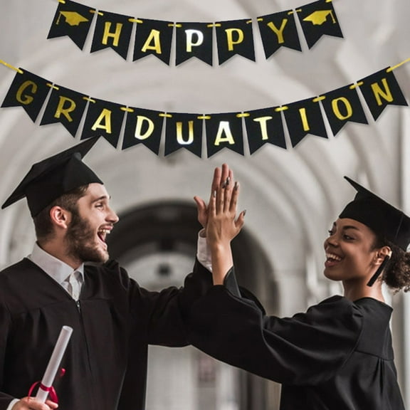 Raindrops Graduation Party Banner with Black Paper Design for Decoration 1 Set Stylish Chic Atmosphere