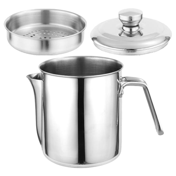 SEWACC Large Capacity Oil Filter Pot 1 Set 13 5X12 5X16Cm In Silver For Household Users