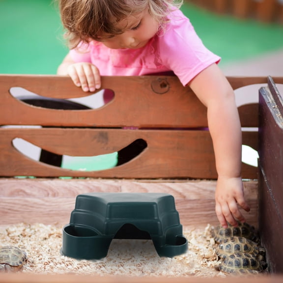 Raindrops Green Plastic Reptile Hide for Decor Durable Tortoise Cave with Chic Craftsmanship 2Pcs