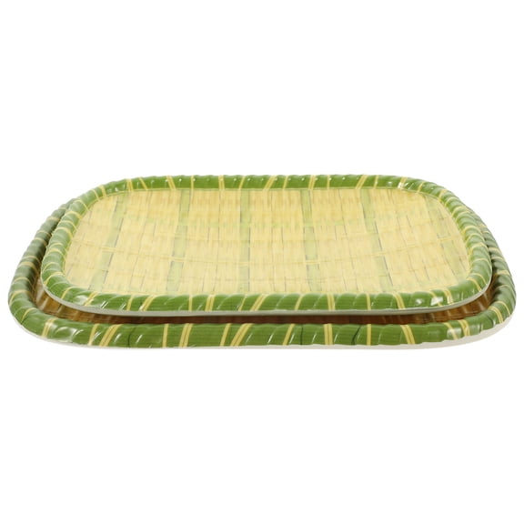Raindrops Green Plastic Serving Tray Set, Portable Square Dish Tray for Coffee Shops, Living Rooms - 2 Pieces
