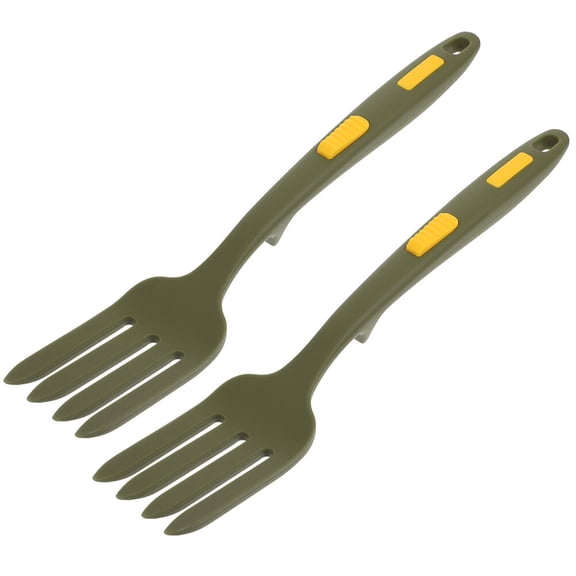 Raindrops Green Silicone Fork Set for Home Use Ergonomic and MultiFunction Kitchen Accessory 2 Pcs