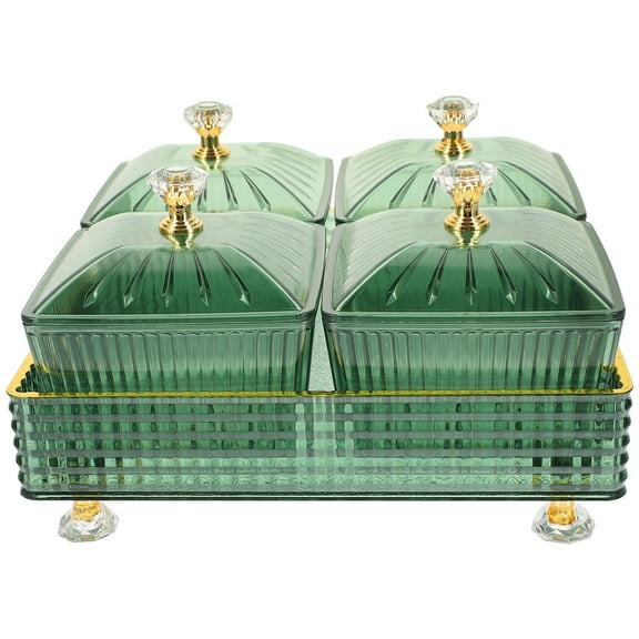 Raindrops Green Snack Serving Tray with Compartments for Storage Ideal for Fruit Candy and Snacks 1 Set