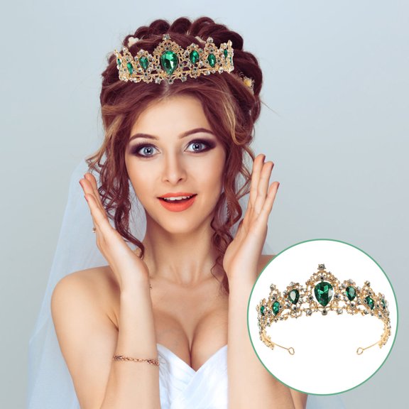 Raindrops  Green Tiara Princess Crown Wedding Headpieces Bride Women's