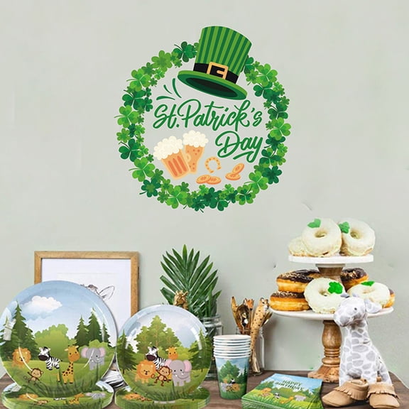 Raindrops St Patricks Day Window Decal Self Adhesive Trefoil Wreath Glass Sticker