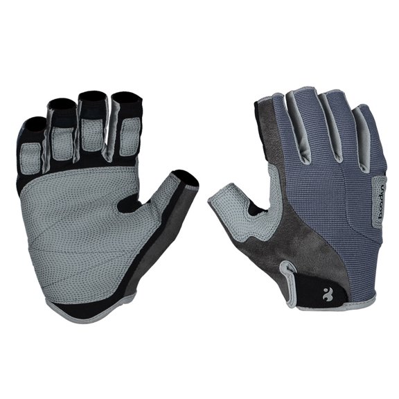 Raindrops Grey Half Finger Climbing Gloves for Outdoor Use with Micrifiber and Suede Material Adjustable Wrist Size Fits Perfectly