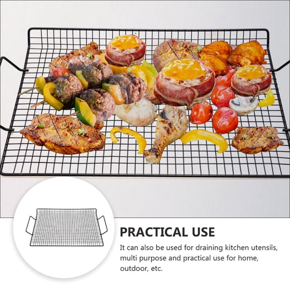 Raindrops Grill Rack Portable Iron Cooling BBQ Grilling Grate NonStick Carbon Baking Net