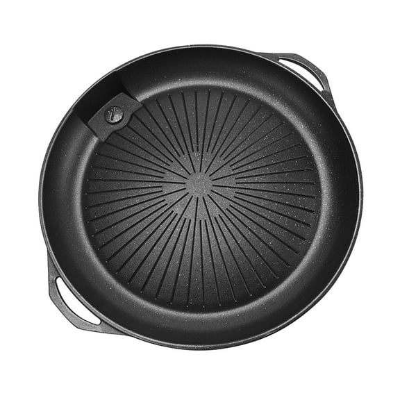 Raindrops Non Stick Frying Pan Portable Barbecue Grill Accessory Black 1Set